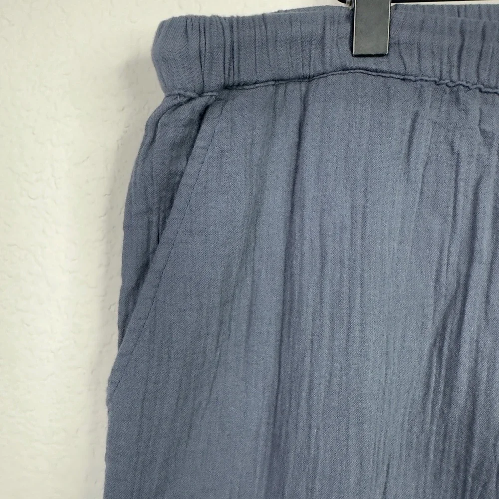 Quince Pants Womens XL Blue Indigo Organic Gauze Straight Leg Minimalist Coastal